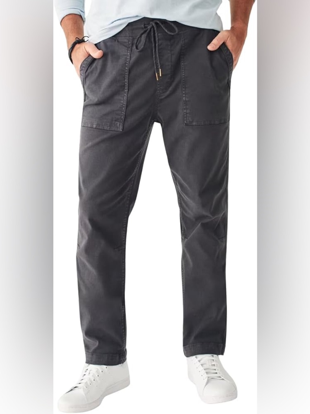 Faherty Men's Traveler Drawstring Cargo Pants in Charcoal Gray - Size Medium